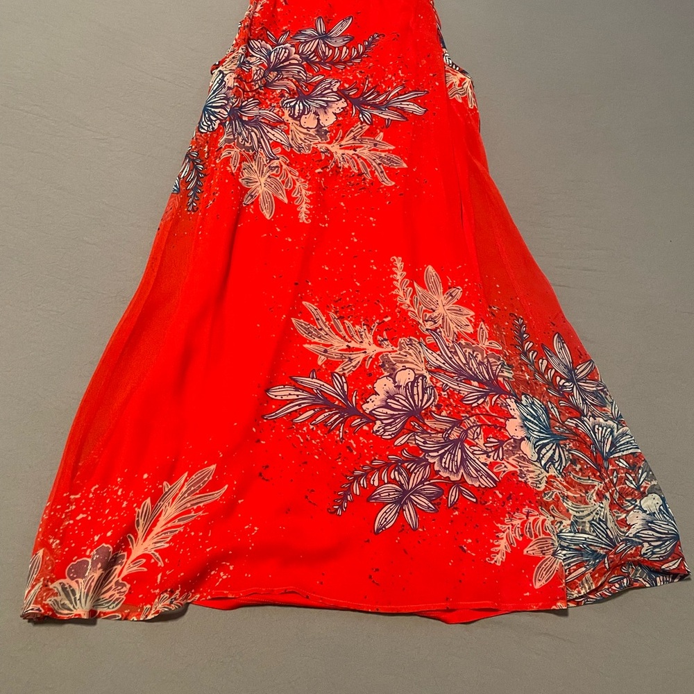 Red Floral Flowy Dress